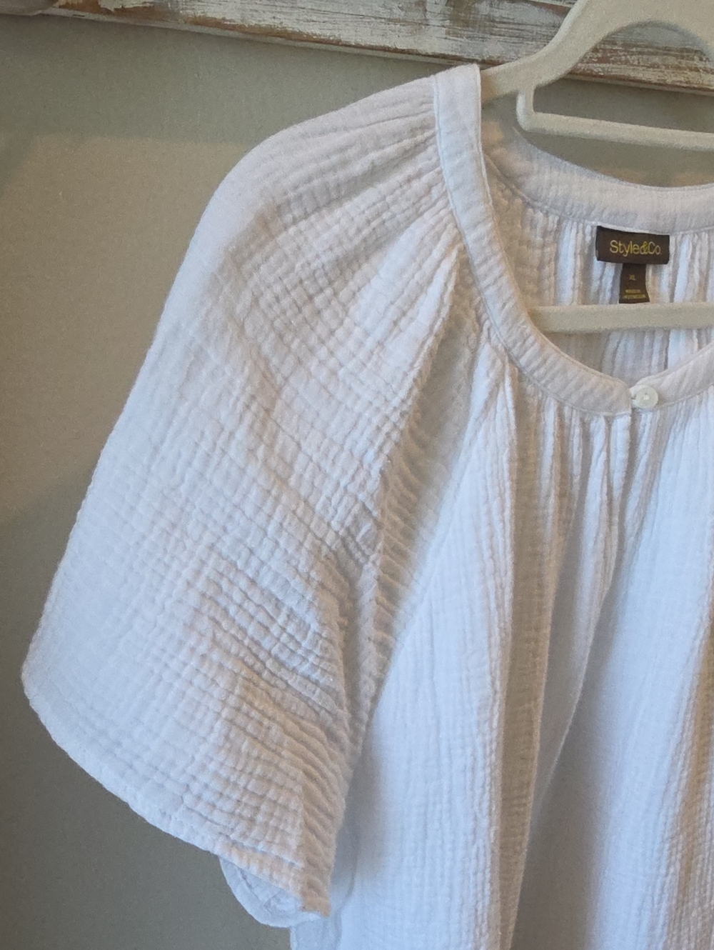 Style & Co Cotton Gauze Short Flutter Sleeve Top White XL NWT - Picture 4 of 14